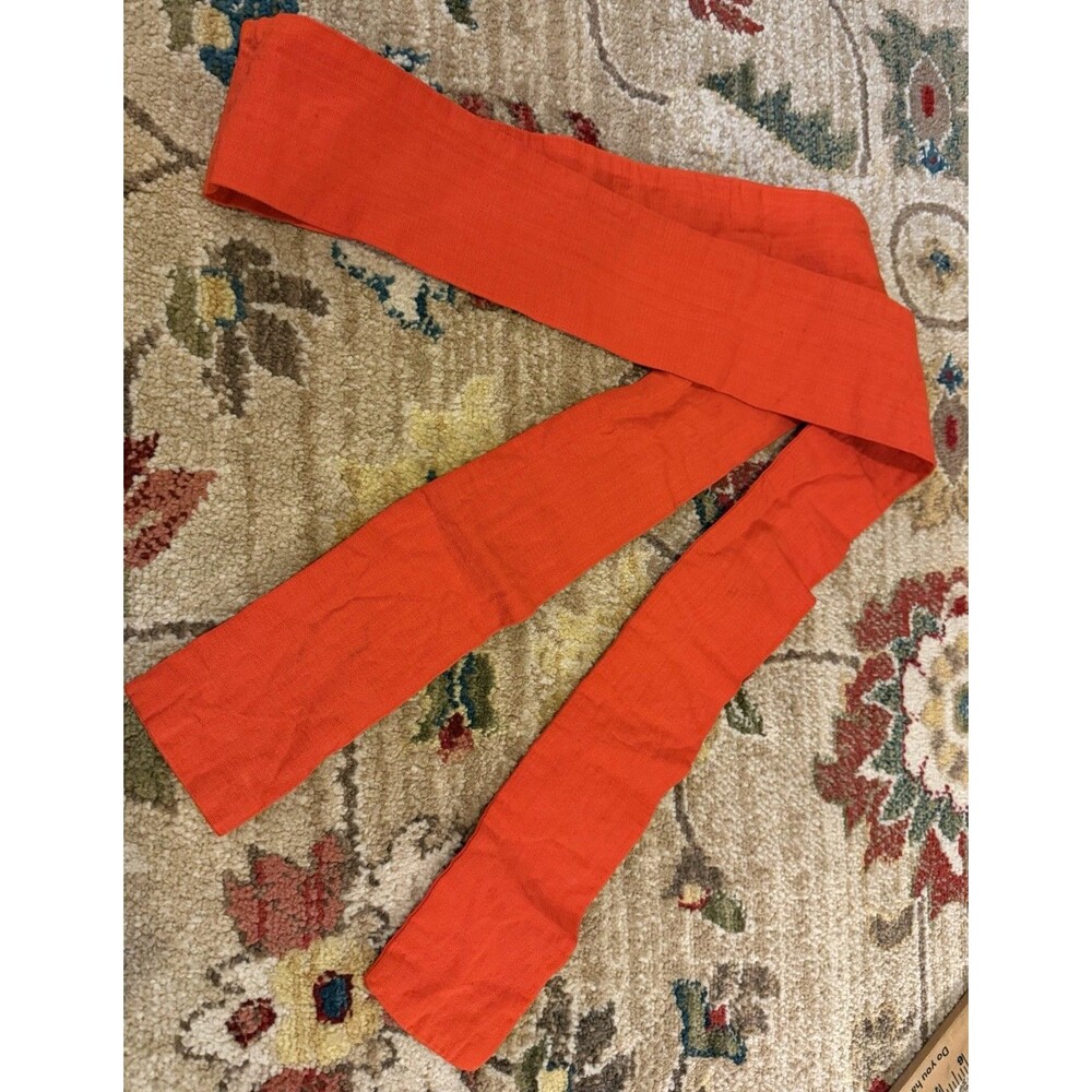 Vintage Red Linen Sash Belt Self Tie Cloth Waist Band Solid Straps for Dress